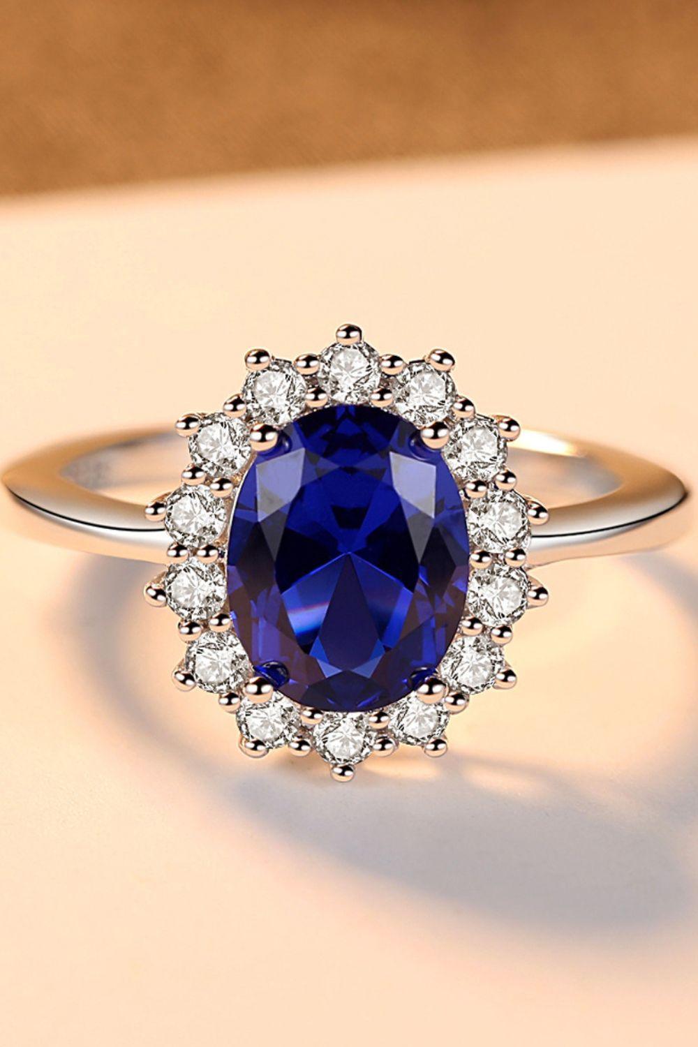 Impressive Blue Synthetic Sapphire 925 Sterling Silver Ring - MXSTUDIO.COM