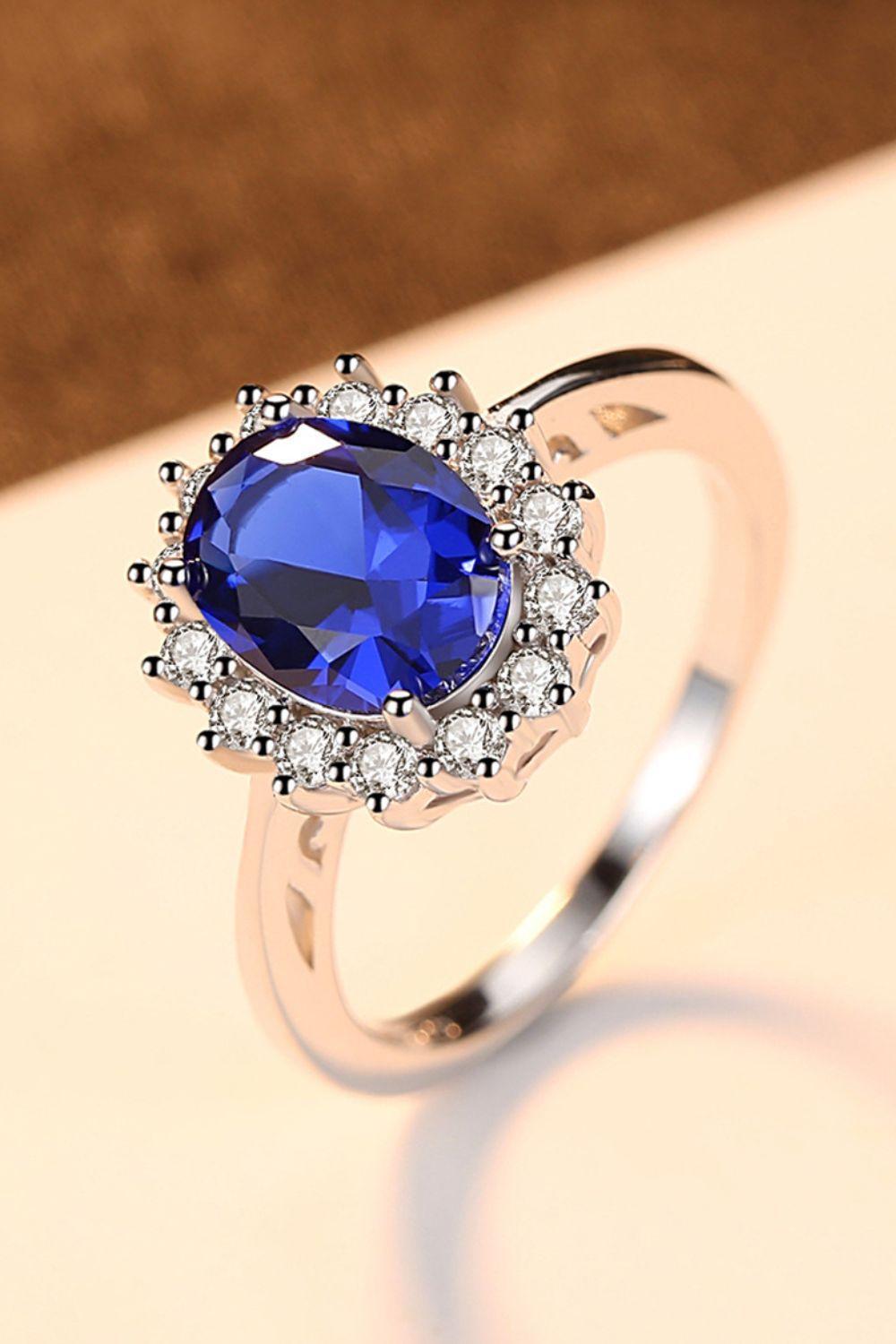 Impressive Blue Synthetic Sapphire 925 Sterling Silver Ring - MXSTUDIO.COM