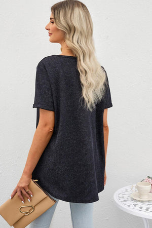 In Love Short Sleeve V Neck Tunic Top - MXSTUDIO.COM