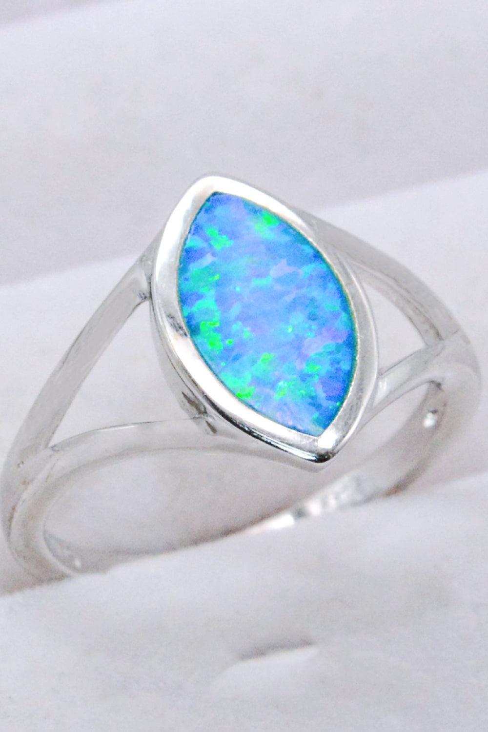 Inimitable Split Shank Sterling Silver Opal Ring - MXSTUDIO.COM