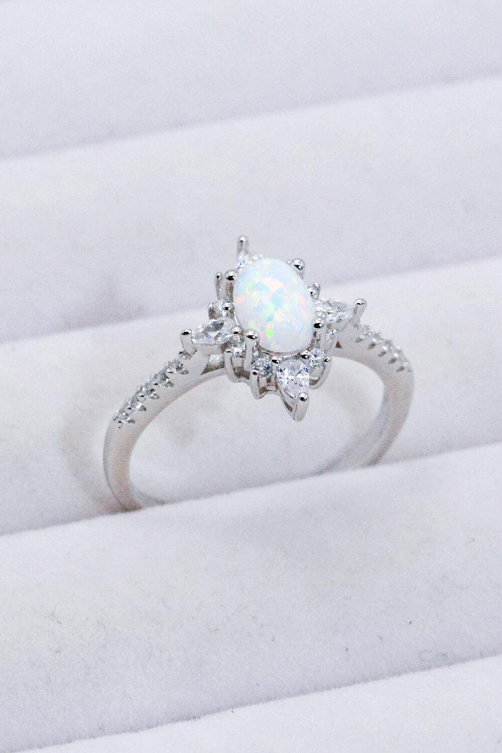 Initiate Glamor Zircon Accent Oval Opal Ring - MXSTUDIO.COM