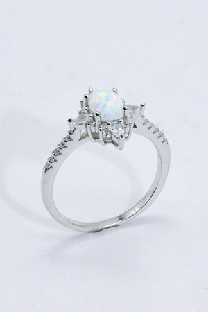 Initiate Glamor Zircon Accent Oval Opal Ring - MXSTUDIO.COM