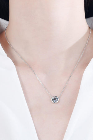 Inlaid 1 Carat Moissanite Round Pendant Necklace - MXSTUDIO.COM
