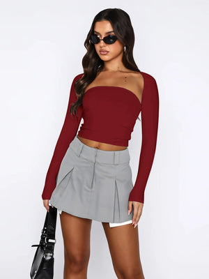 Insta Influencer Long Sleeve Bolero Tube Top Set - MXSTUDIO.COM