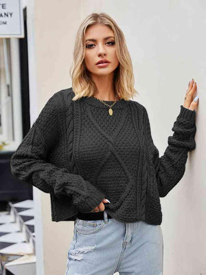 Insulated And Stylish Crew Neck Cable-Knit Sweater - MXSTUDIO.COM