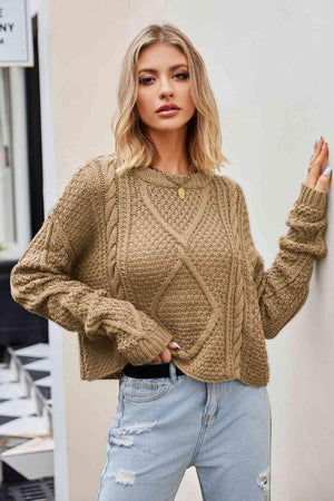 Insulated And Stylish Crew Neck Cable-Knit Sweater - MXSTUDIO.COM