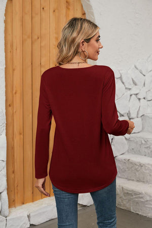 Interesting Square Neck Long Sleeve Top - MXSTUDIO.COM