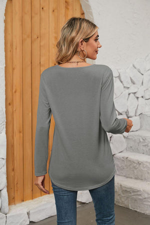Interesting Square Neck Long Sleeve Top - MXSTUDIO.COM