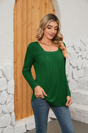 Interesting Square Neck Long Sleeve Top - MXSTUDIO.COM