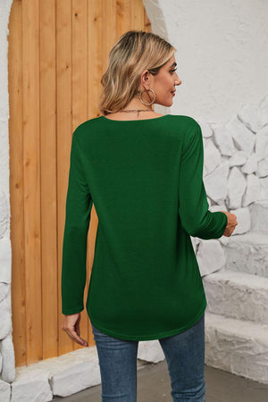Interesting Square Neck Long Sleeve Top - MXSTUDIO.COM