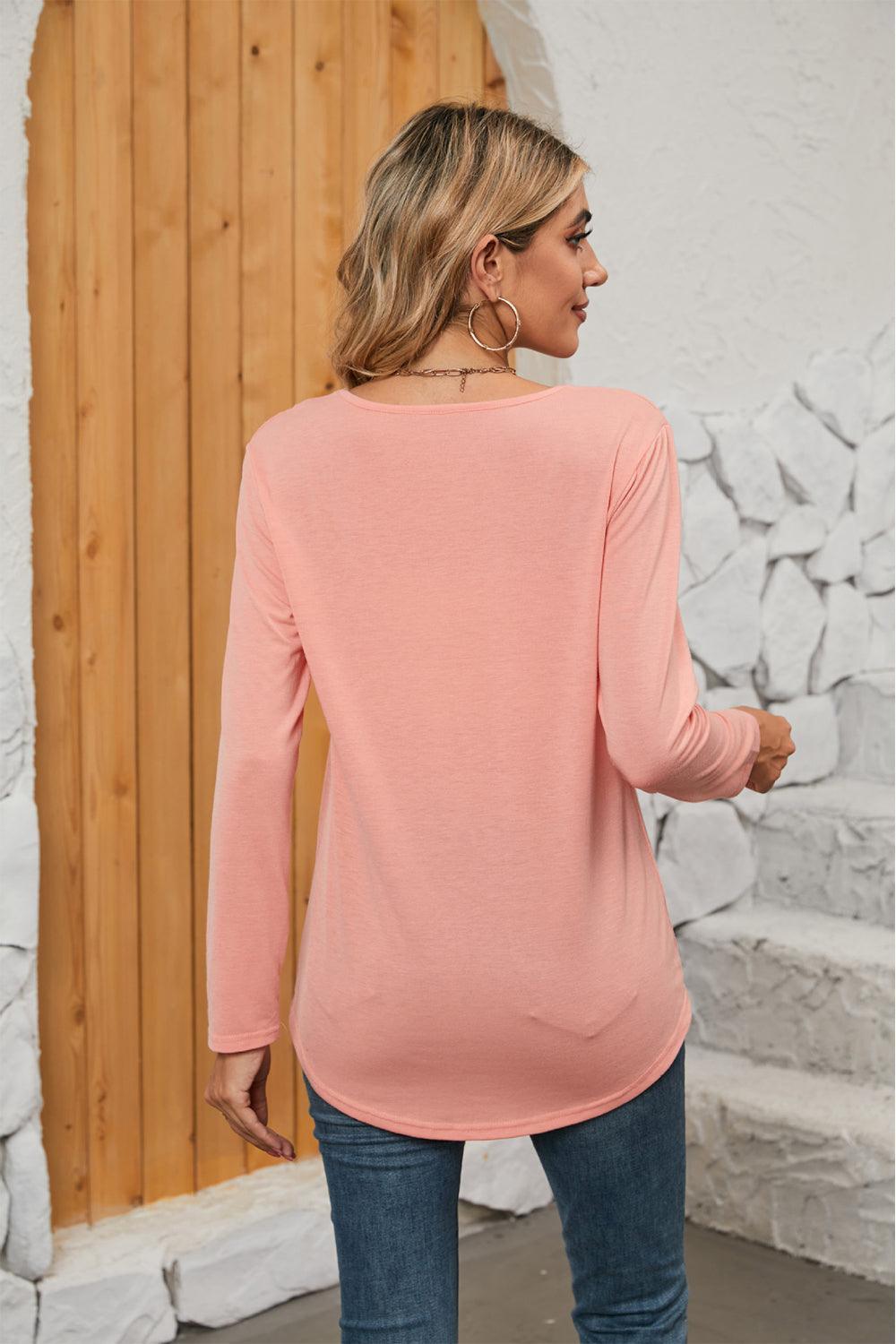 Interesting Square Neck Long Sleeve Top - MXSTUDIO.COM
