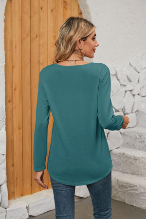 Interesting Square Neck Long Sleeve Top - MXSTUDIO.COM