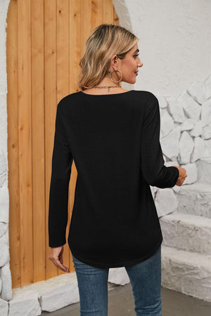 Interesting Square Neck Long Sleeve Top - MXSTUDIO.COM