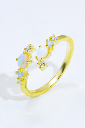 Interesting Zircon Accent Open Moonstone Ring - MXSTUDIO.COM