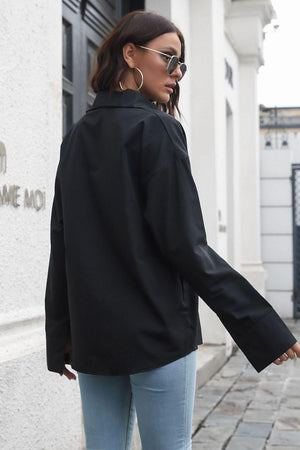 Intimidating Aura Collared Oversized Shirt - MXSTUDIO.COM