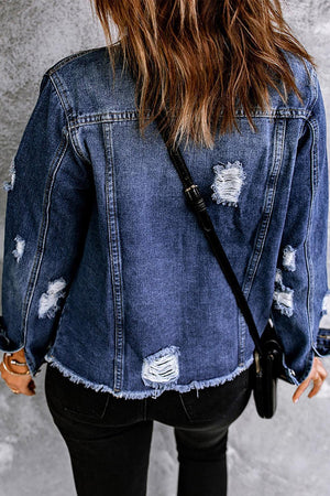 Invigorating Button Front Distressed Denim Jacket - MXSTUDIO.COM