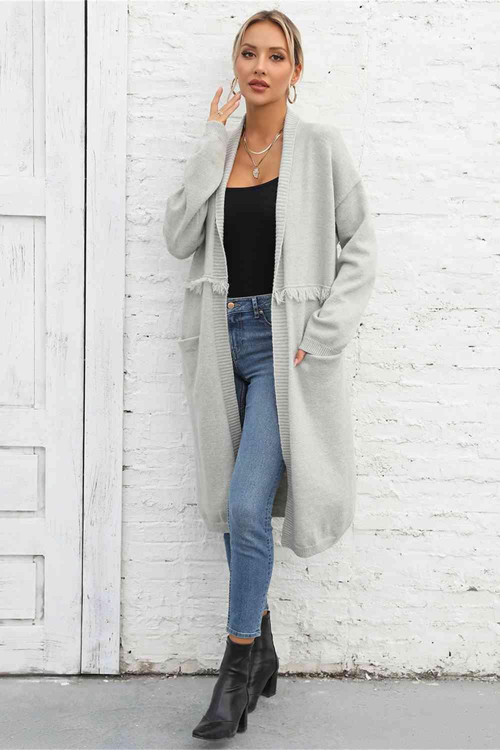 Irresistible Warmth Open Front Knit Duster Cardigan - MXSTUDIO.COM