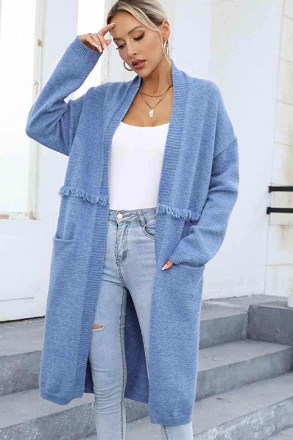 Irresistible Warmth Open Front Knit Duster Cardigan - MXSTUDIO.COM