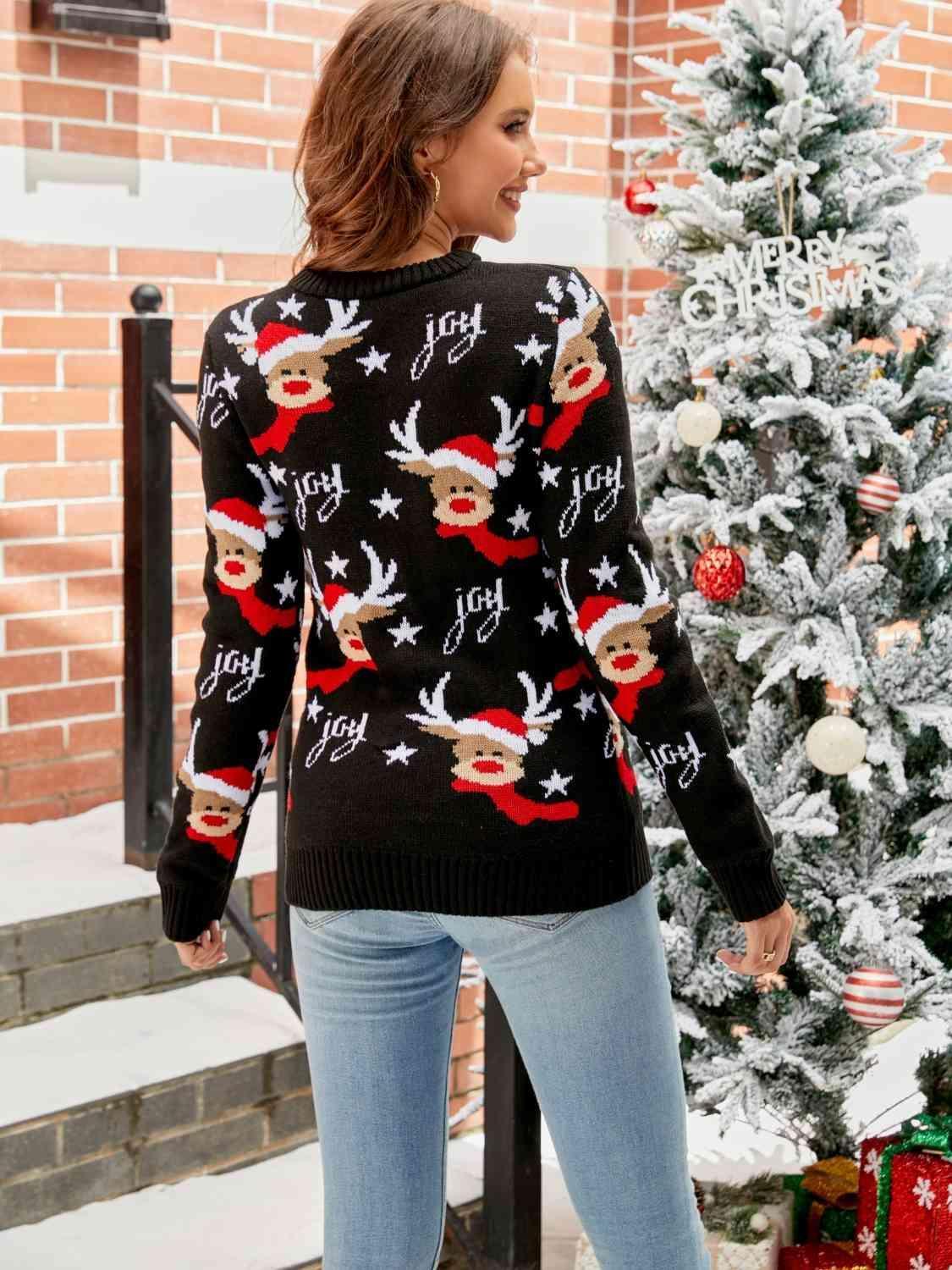 Joyful Holiday Reindeer Christmas Sweater - MXSTUDIO.COM