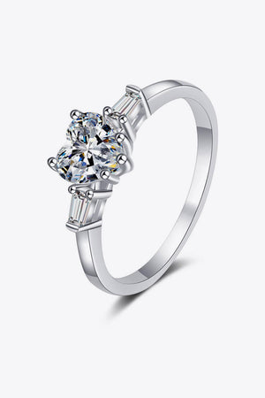 Joyful Sterling Silver 1.2 Carat Moissanite Heart Ring - MXSTUDIO.COM