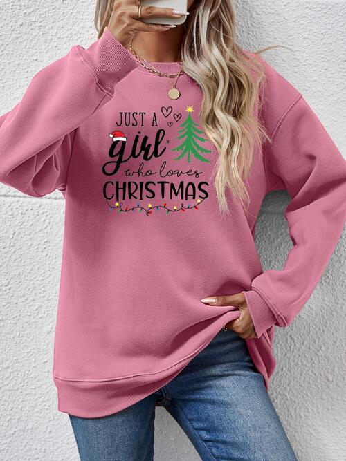 Just A Girl Who Loves Christmas Graphic Sweatshirt-MXSTUDIO.COM