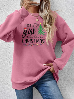 Just A Girl Who Loves Christmas Graphic Sweatshirt-MXSTUDIO.COM