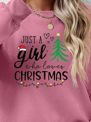 Just A Girl Who Loves Christmas Graphic Sweatshirt-MXSTUDIO.COM