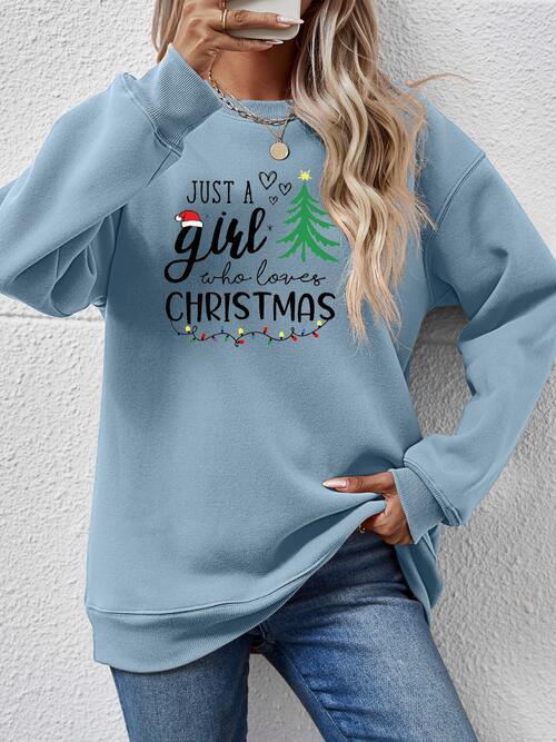 Just A Girl Who Loves Christmas Graphic Sweatshirt-MXSTUDIO.COM