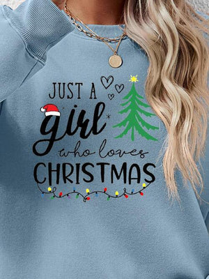 Just A Girl Who Loves Christmas Graphic Sweatshirt-MXSTUDIO.COM