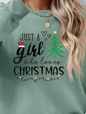 Just A Girl Who Loves Christmas Graphic Sweatshirt-MXSTUDIO.COM