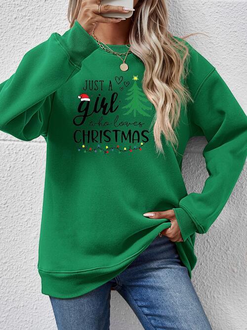 Just A Girl Who Loves Christmas Graphic Sweatshirt-MXSTUDIO.COM