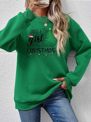 Just A Girl Who Loves Christmas Graphic Sweatshirt-MXSTUDIO.COM