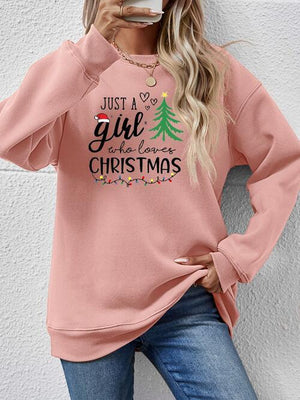 Just A Girl Who Loves Christmas Graphic Sweatshirt-MXSTUDIO.COM