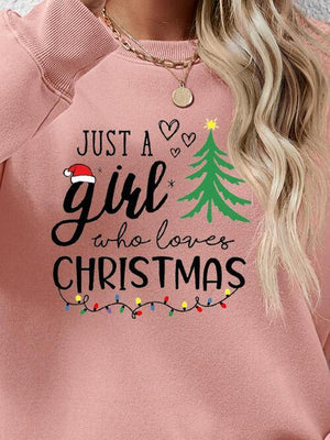 Just A Girl Who Loves Christmas Graphic Sweatshirt-MXSTUDIO.COM