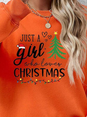 Just A Girl Who Loves Christmas Graphic Sweatshirt-MXSTUDIO.COM