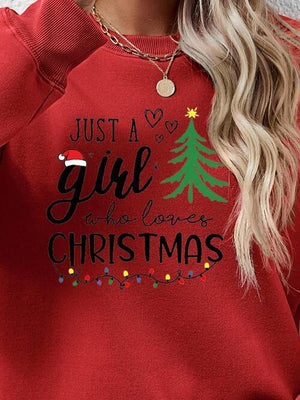 Just A Girl Who Loves Christmas Graphic Sweatshirt-MXSTUDIO.COM