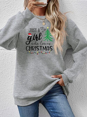 Just A Girl Who Loves Christmas Graphic Sweatshirt-MXSTUDIO.COM