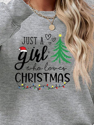 Just A Girl Who Loves Christmas Graphic Sweatshirt-MXSTUDIO.COM