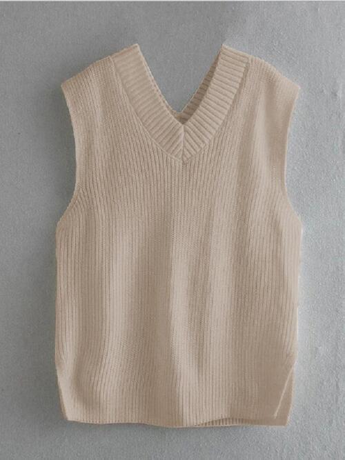 Just Classic V Neck Knitted Sweater Vest-MXSTUDIO.COM
