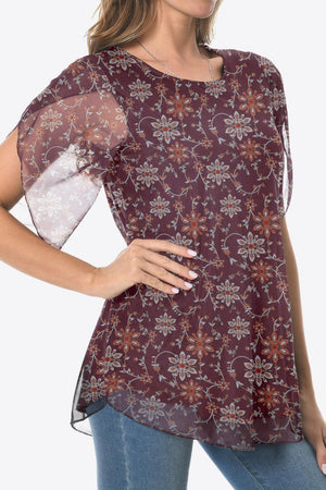 Just Me Crewneck Semi-Sheer Mesh Blouse - MXSTUDIO.COM