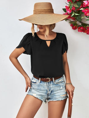 Just Perfect Cutout Petal Sleeve Top - MXSTUDIO.COM
