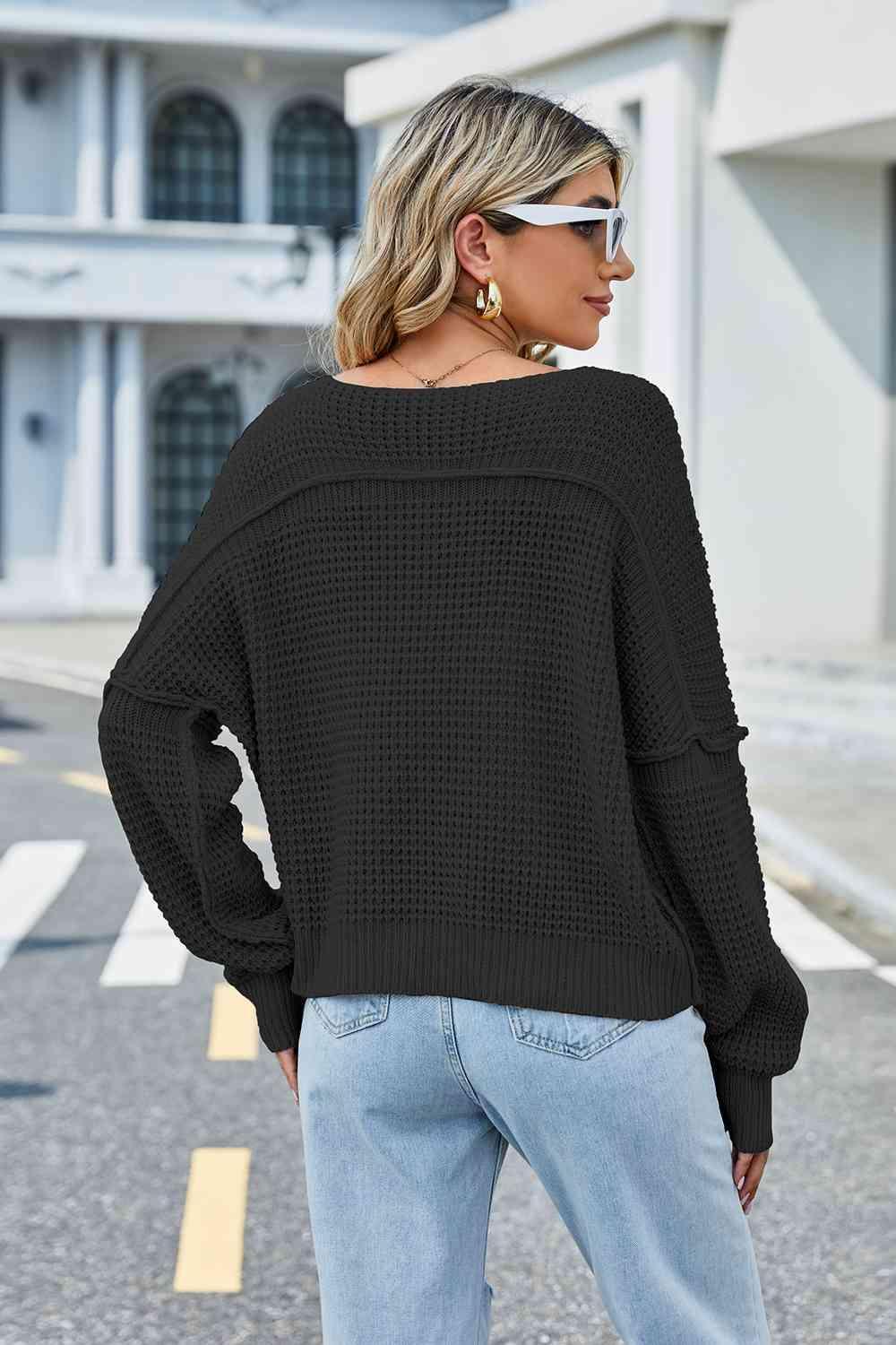 Keep Calm And Warm V Neck Knit Sweater - MXSTUDIO.COM