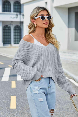 Keep Calm And Warm V Neck Knit Sweater - MXSTUDIO.COM