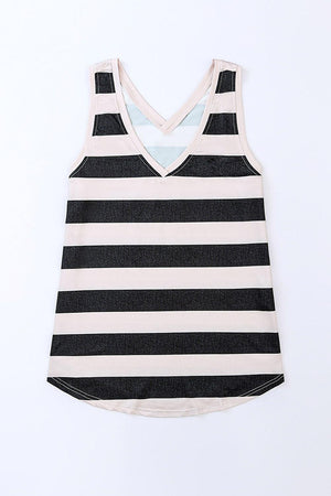 Keep It Simple V-Neck Striped Tank - MXSTUDIO.COM