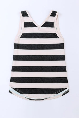 Keep It Simple V-Neck Striped Tank - MXSTUDIO.COM