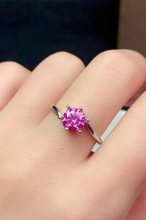 Keep Shining Round Cut 1 Carat Pink Moissanite Ring - MXSTUDIO.COM
