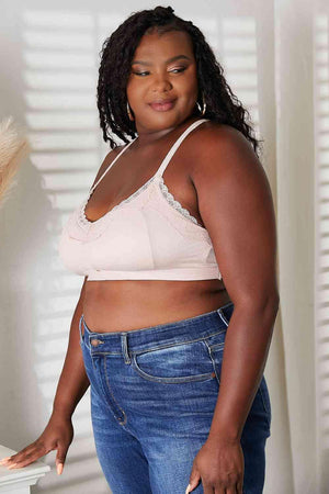 Lace Trim Blush Plus Size Bralette - MXSTUDIO.COM
