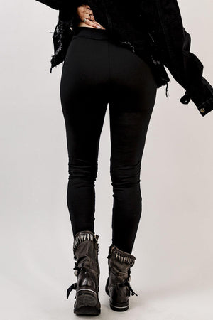 Lace Up Black Punk Leggings - MXSTUDIO.COM