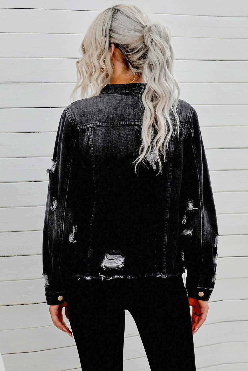 Lady Boss Distressed Denim Jacket - MXSTUDIO.COM