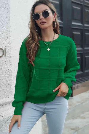 Laid-Back Autumn Long Sleeve Crew Neck Sweater - MXSTUDIO.COM